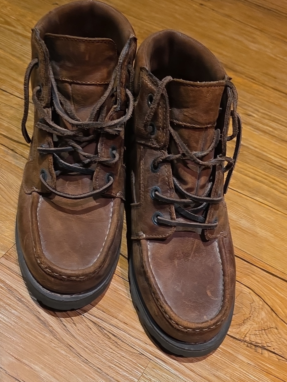 Timberland Brown Leather Chukka Moc Toe Lace-Up Boots